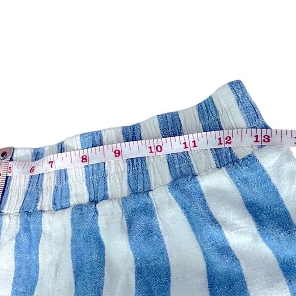 Forever 21 High Waist Linen Blend Casual Shorts Blue/White Cabana Stripe Small - Picture 7 of 12